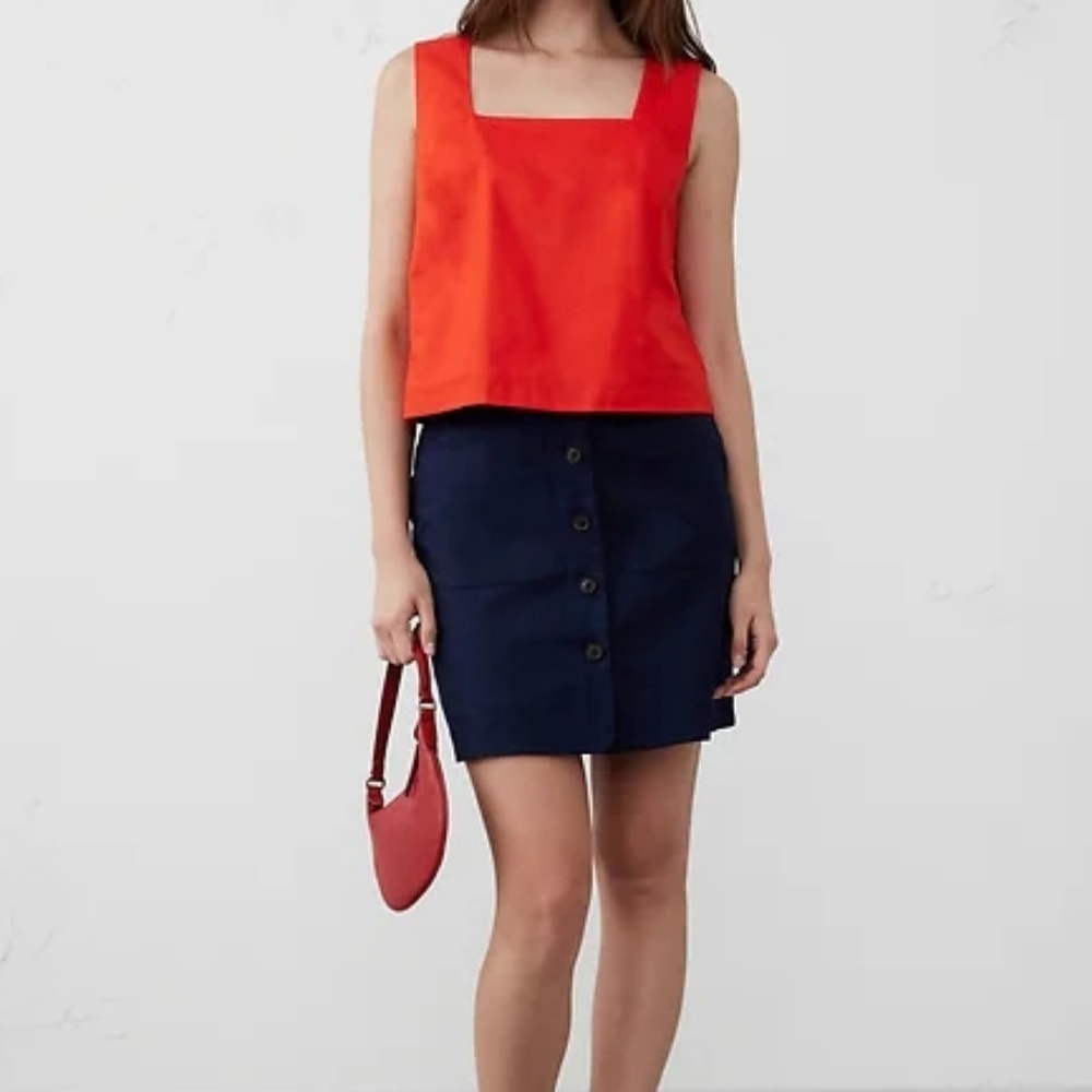 NWT - Banana Republic Linen Blend Ojai Orange Square Neck Lined Top - Size XL